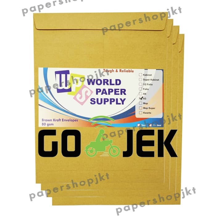 

KHUSUS GOSEND !!! Amplop Coklat Ukuran A3 WPS ( 33 x 42-5 cm )