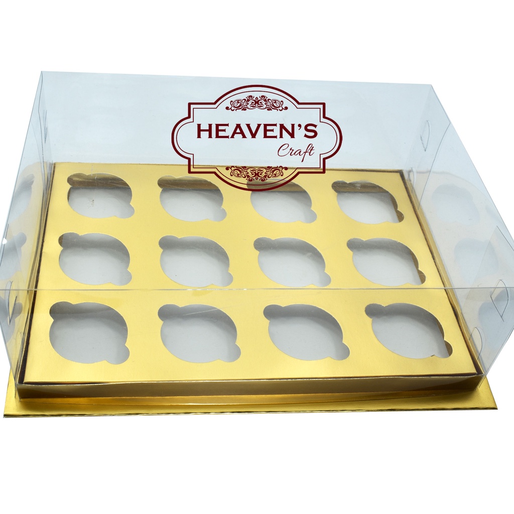 Box cupcake isi 12 gold