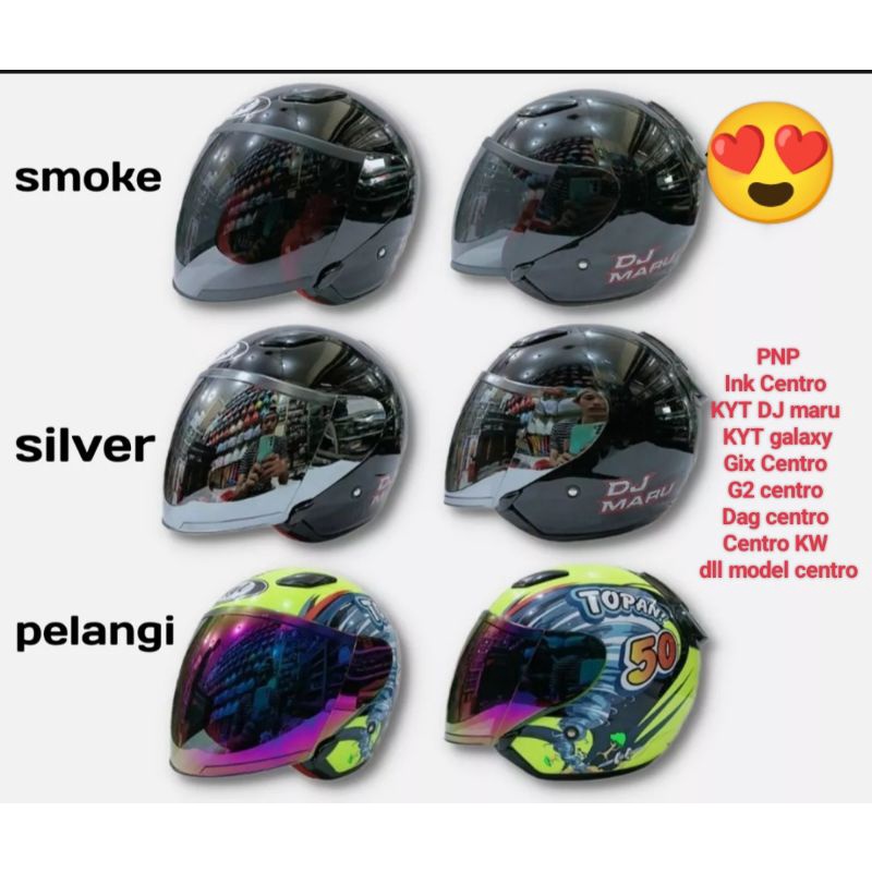 KACA HELM INK CENTRO , KYT DJ MARU , GALAXY CENTRO , GIX CENTRO IRIDIUM BLUE , GOLD , SILVER , RAINB