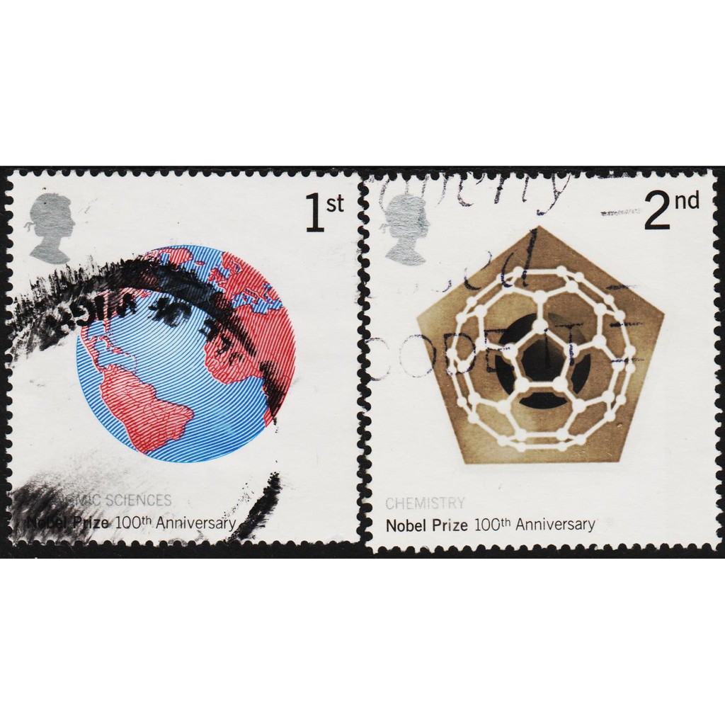 

Perangko Filateli #F57 - Great Britain VFU 2v 02.10.2001 The 100TH Anniversary Of The Nobel