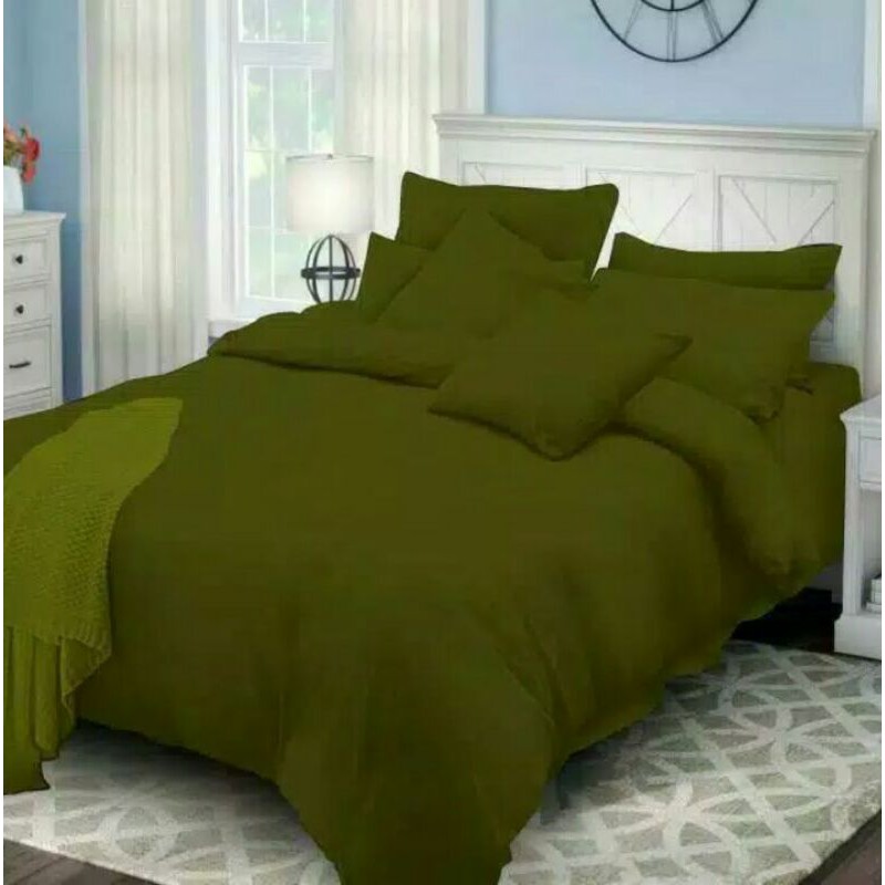 Sprei Polos 200x200 T20 Hijau Army Seprai Extra King