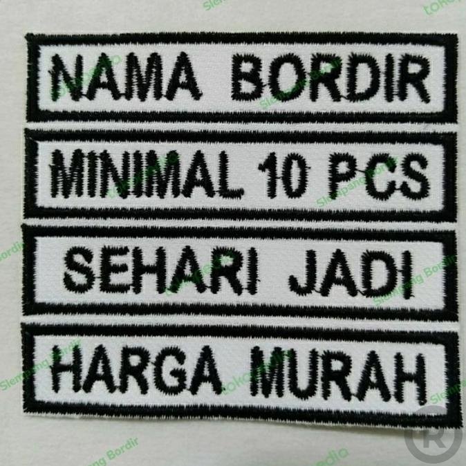 bed nama dada , name tag , nama bordir , emblem nama , nama sekolah Bordir Nama Custom Nama Dada