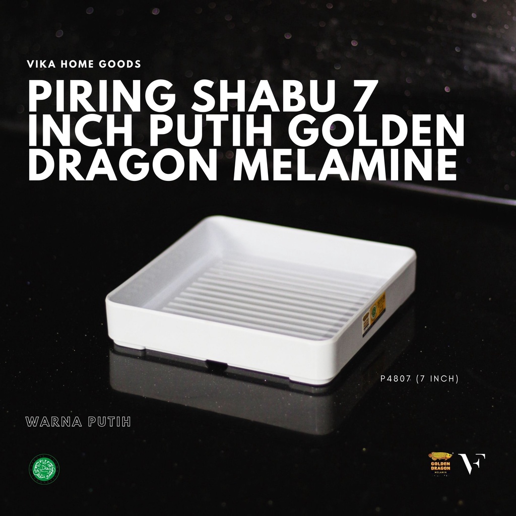 Piring Shabu 7 Inch Putih Golden Dragon Melamine (P4807)
