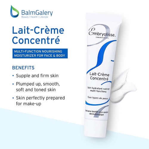 Embryolisse Lait-Creme Concentre 75ml – Ori Miracle Cream 6 IN 1 ( Makeup Base Primer + Pelembab Moisturizer Wajah + Makeup Cleanser Remover + Masker + Suncare + Cream After Shave - Rekomendasi MUA dan Artist Hollywood ) - 1x