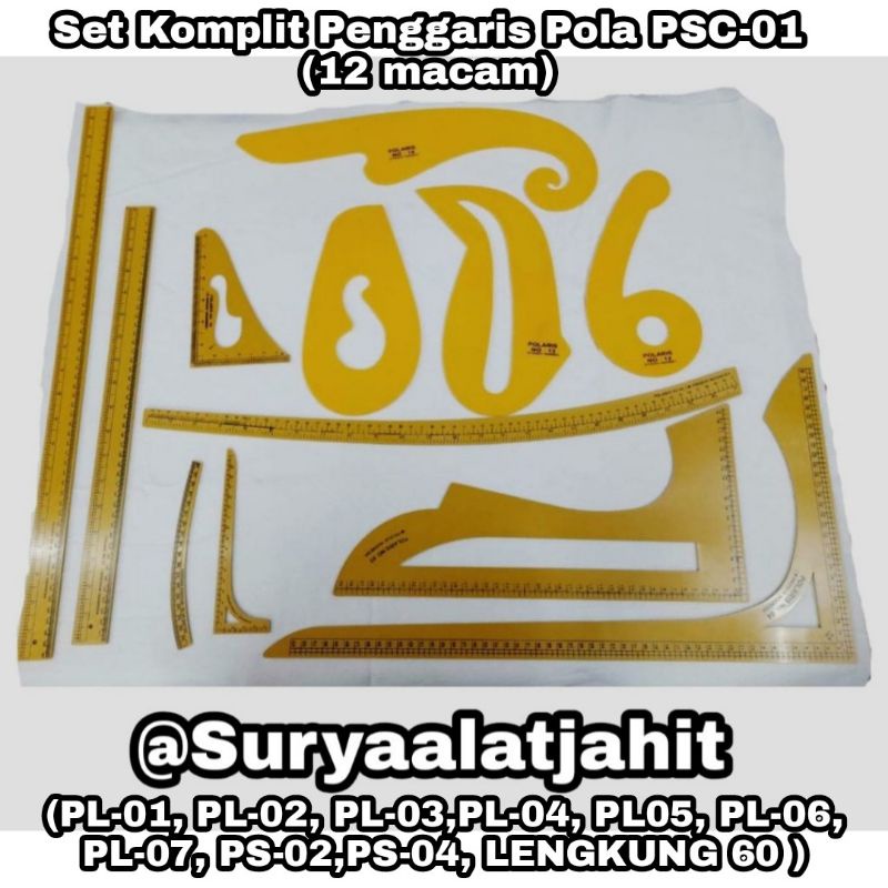 Penggaris Pola PSC-01 (komplit 1set @12macam) =rp.70.000/1set