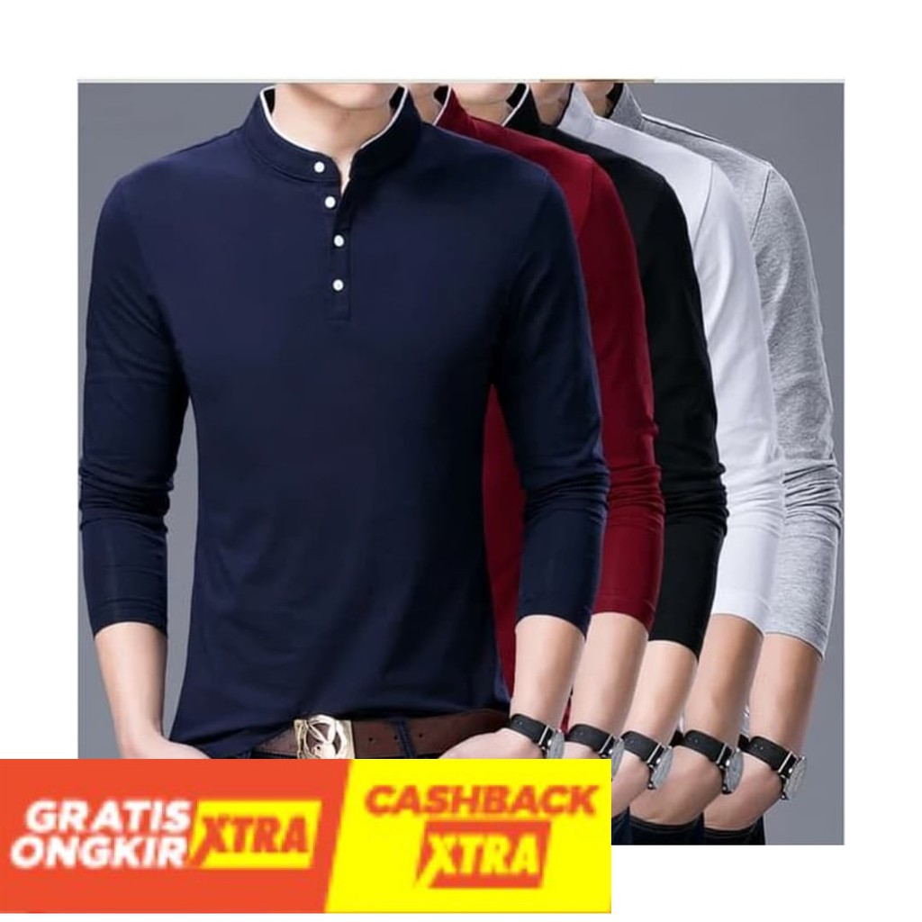 MODEL TERBARU STYLE KEKINIAN - TKB kaos polos kerah koko kaos berkancing kaos pria formal casual -