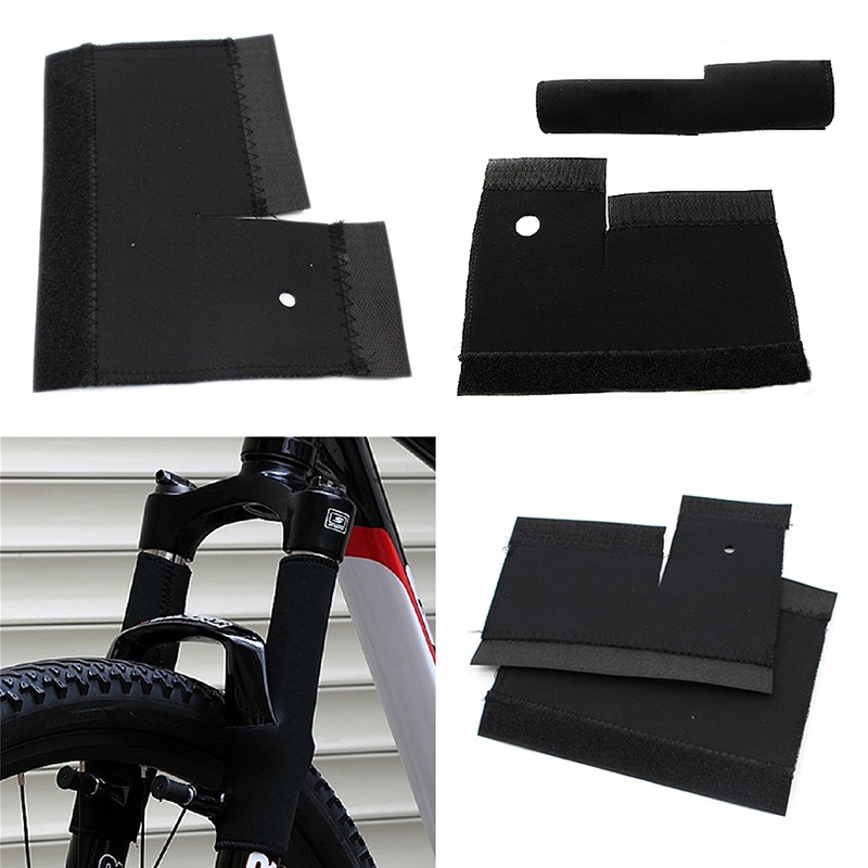 {LUCKID}2Pc Cycling MTB Bike Bicycle Front Fork Protector Pad Wrap Cover Set Black