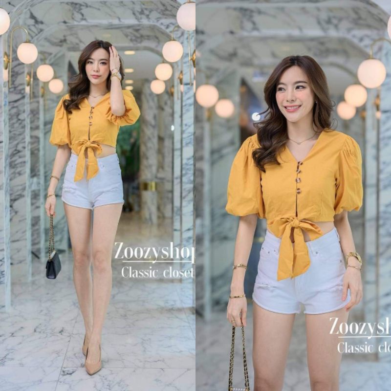 ATASAN ZOOZY CROP RIBBON FASHION WANITA IMPORT BANGKOK CODE 05