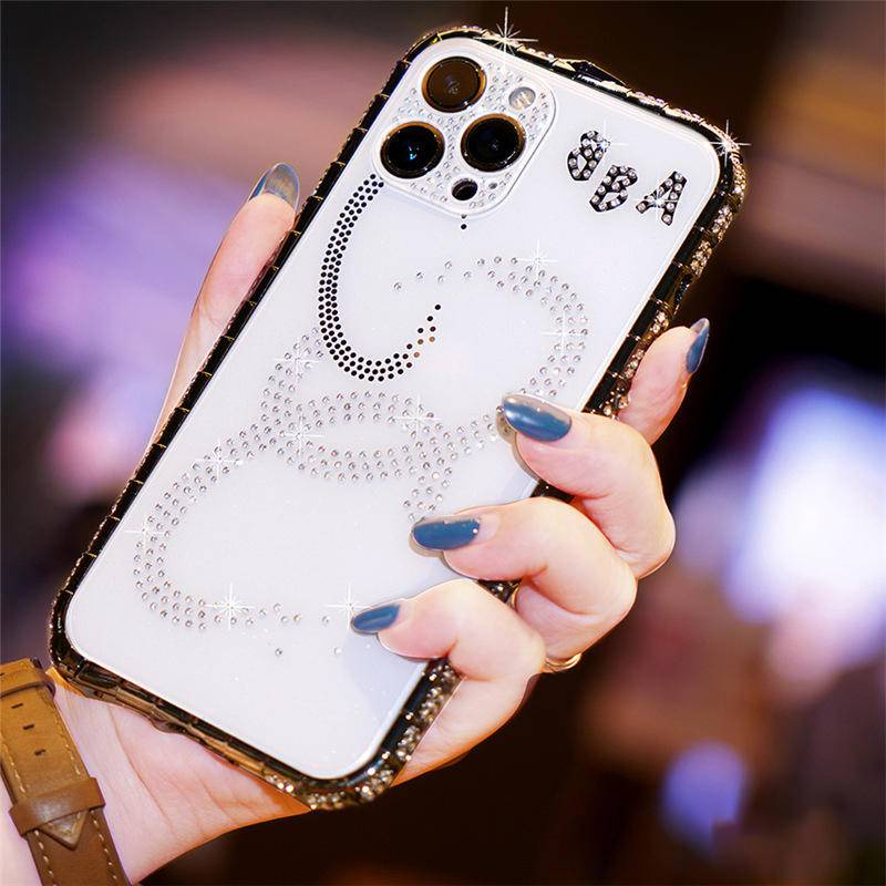 Case Bumper Metal Hias Berlian Imitasi Glitter Untuk iPhone 13 12 11 Pro MAX X XS MAX XR