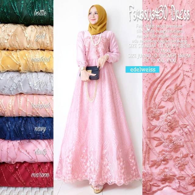 Farasya Dress #30 Tile Brukat Gamis Pesta Resepsi Akad Gamis Kondangan Super Jumbo xxxl Ld 130cm Gamis Brukat BigSize xxxl Gamis Lebaran Terbaru Dress Muslimah Gaun Pesta Gamis Seragam Pernikahan Outfit Bridesmaid Gamis Pengajian Warna Putih