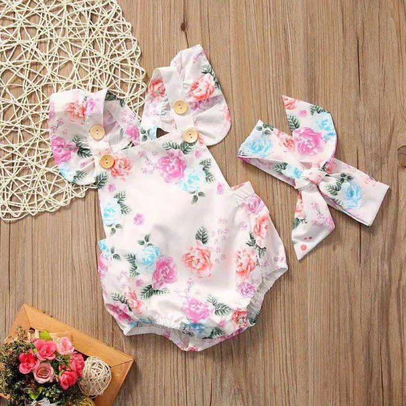 Jumper Flower Pink White Blue Jumper Pita Jumper Bandana Baju Bayi Romper Bayi Lucu Korean baby