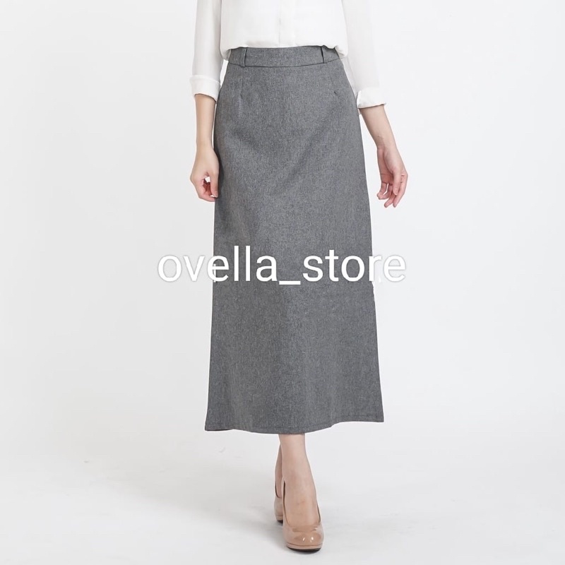 ROK KANTOR/ROK KERJA WANITA MODEL A LINE/BAHAN SEMI WOLL/SIZE S-XL