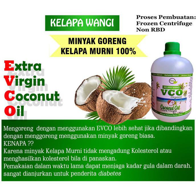 

BISA BAYAR DI TEMPAT Minyak Goreng Kelapa Murni EVCO -VCO Kelapa Wangi - 1000 ml Original Kode 117