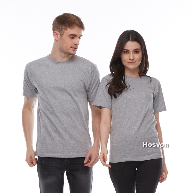 [LANGSUNG DARI PABRIK] HOSVON Kaos Polos COTTON COMBED 30s Lengan Pendek Pria dan Wanita SIZE S-XXXL