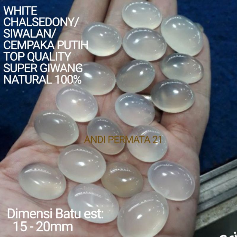 BATU CINCIN CEMPAKA PUTIH TOP KRISTAL GIWANG NATURAL 100%