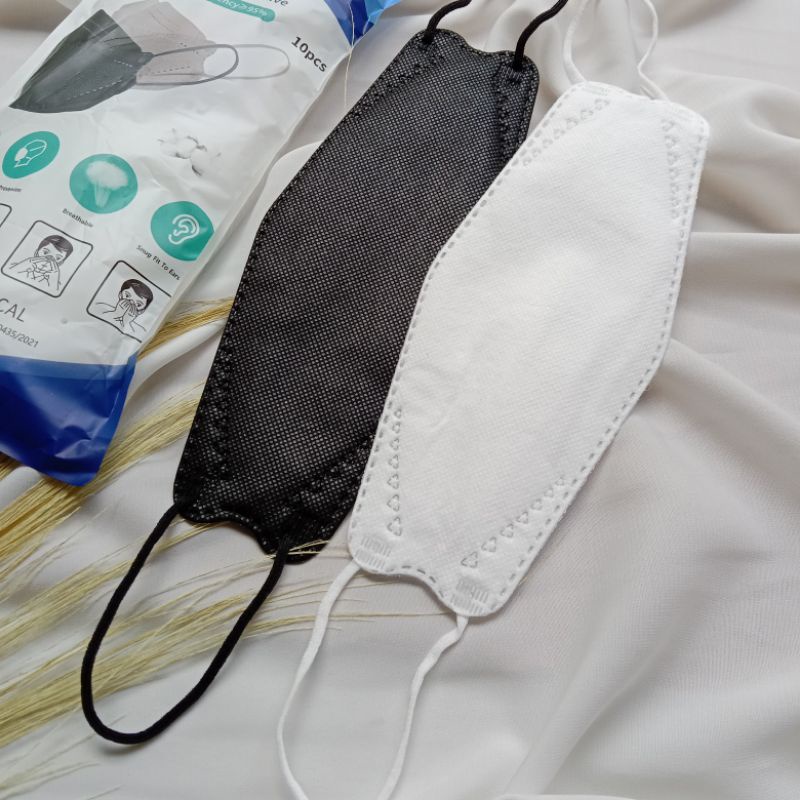 masker kf94/ masker kf94 isi 10pcs/kf94 hitam & putih