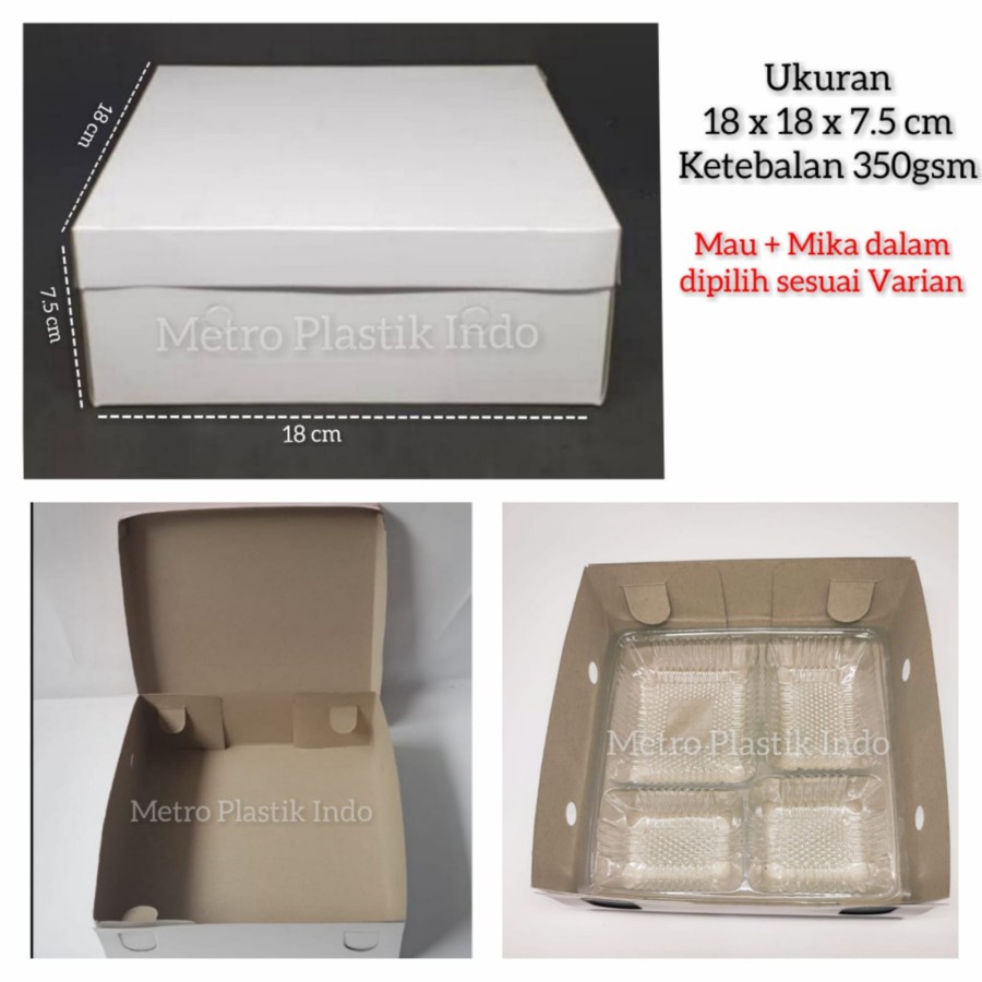 Dus kotak nasi Box 350gsm 18x18 Kotak Nasi Kue Makanan Polos 18 x 18