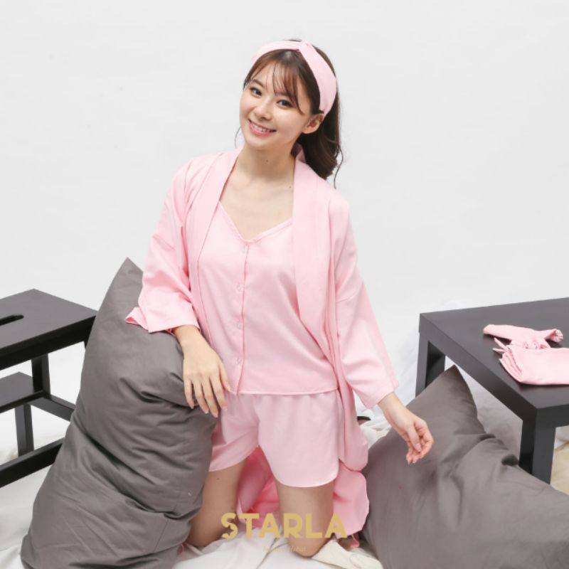 KIMONO SET 3IN1 BAJU TIDUR PIYAMA SATIN WANITA SATEN PREMIUM DEWASA KIMONO STARLA PHOEBE