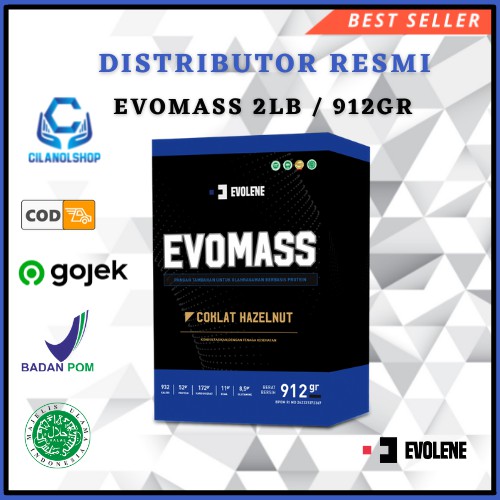 Evolene EvoMass EVO MASS Hazelnut 2 lbs (912 gr) BPOM HALAL MUI Gainer Susu Penggemuk