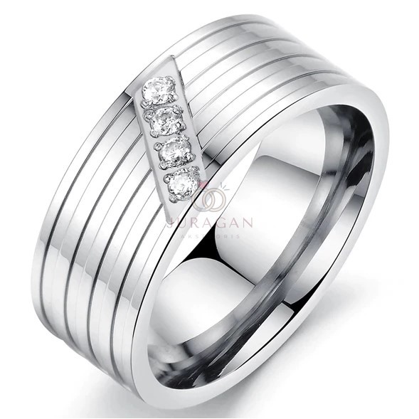 [HIGH QUALITY] Cincin Couple BUCIN R102 Titanium Ukir Nama + Box Beludru + BONUS Gelang Couple