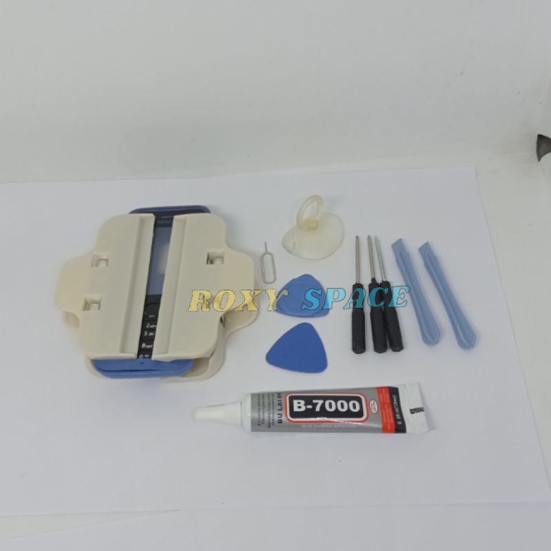 OBENG SATU SET LENGKAP SERVICE HANDPHONE - 1 SET OBENG + 2 PENJEPIT LCD DAN SATU LEM B7000 15ML LEM 