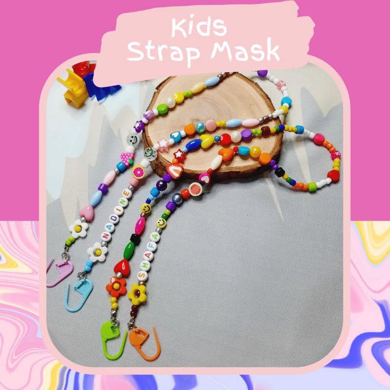 PASTEL COLORFULL KIDS STRAP MASK, PENGAIT MASKER NAMA ANAK