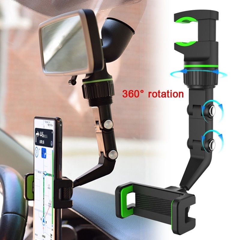 Holder Handphone Mobil Multifungsi Rotasi 360derajat Auto Spion Dudukan Klip Gantung Mount Holder Hp Universal