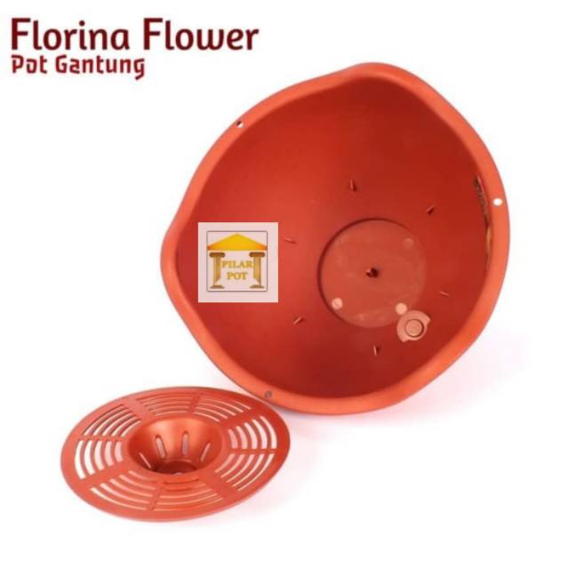 pot bunga tanaman gantung florina flower no.08 lionstar 24cm - merah bata