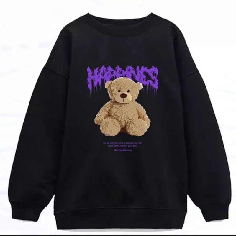 Sweater Happines Bear Bahan Fleece Fit To XL