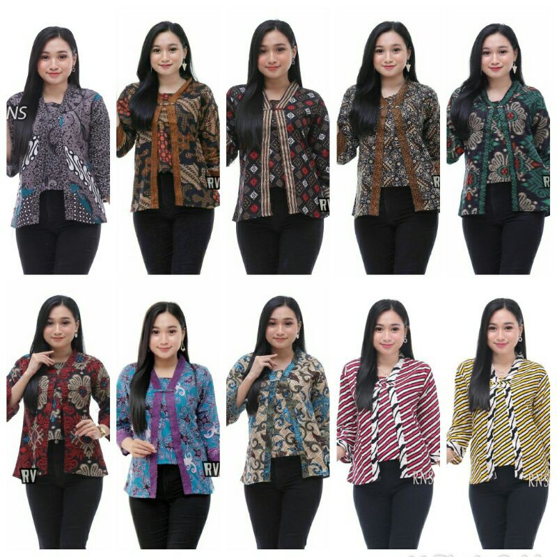 tey-17 Batik wanita ASJ SA HRB026 Kenongo Kemeja Tosca Pendek