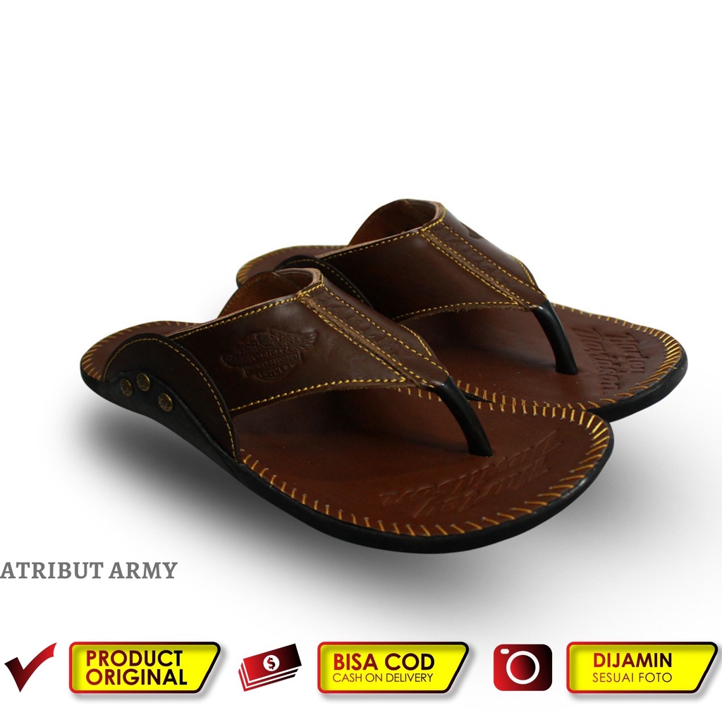 SANDAL KULIT HARLEY DAVIDSON FULL UP I SENDAL KULIT ASLI PRIA JAPIT CASUAL HERLEY / SENDAL JEPIT PRIA - SH01