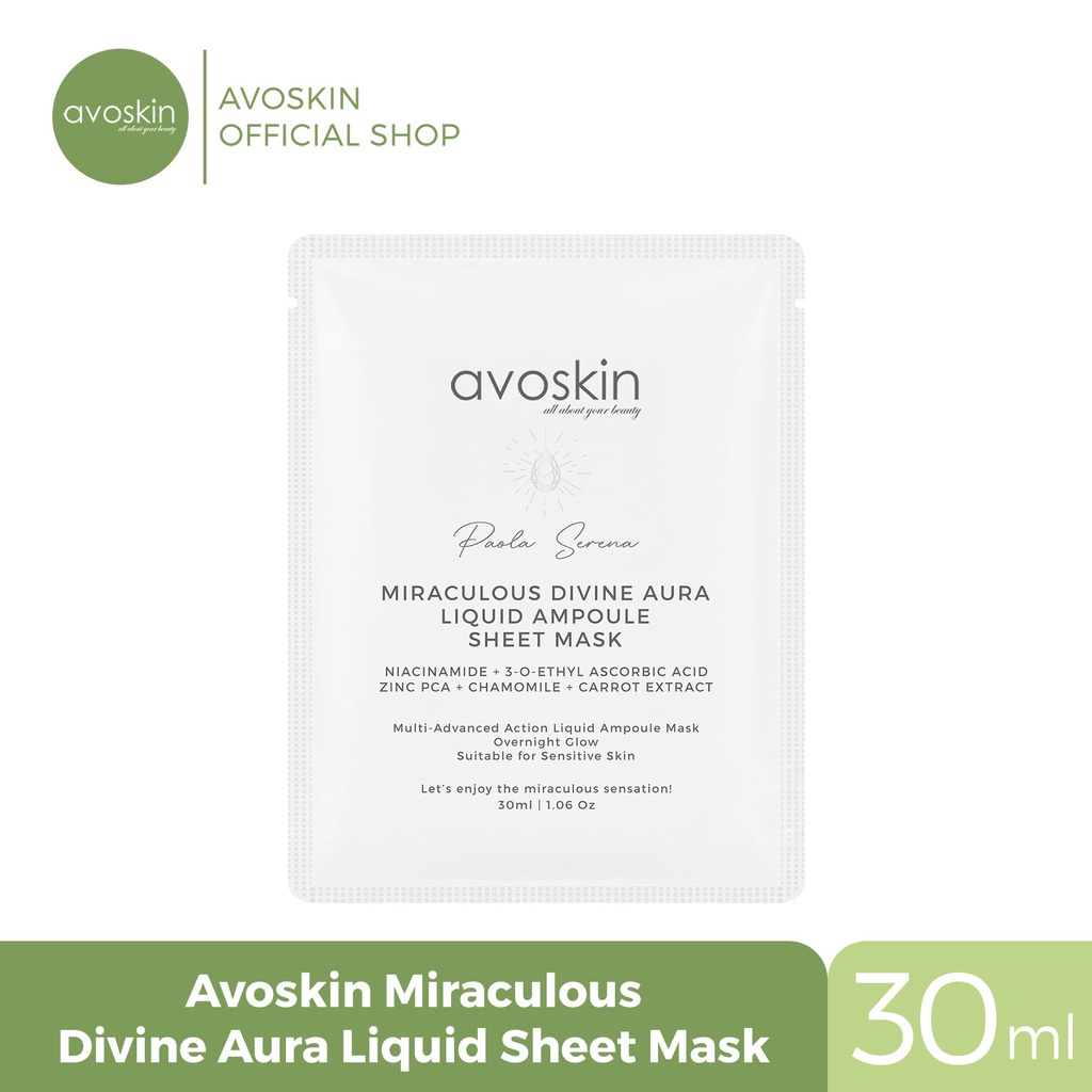 ✨ AKU MURAH ✨ Avoskin Miraculous Divine Aura Liquid Sheet Mask / Mask Wajah BPOM