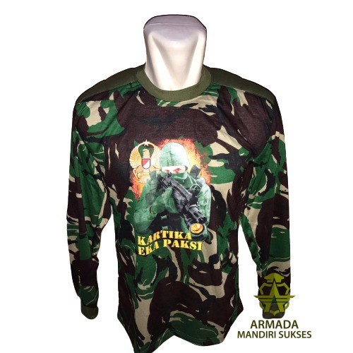 Kaos Bantalan TNI AD Loreng - Kaos Penembak TNI AD Loreng Gambar Besar