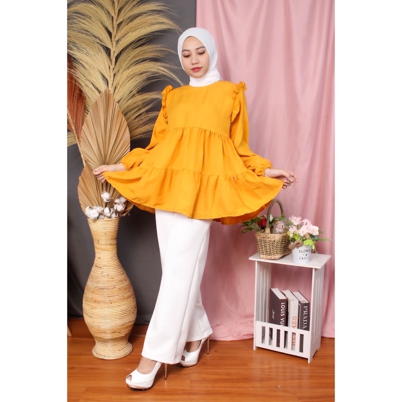 BEFAST - ZRD OOTD Wanita Blouse GAIHE / ANNAYA BLOUSE / Blouse Kasual / Atasan Blus Kekinian / Blouse Lengan Balon Panjang / Blouse Wanita Remaja / Keluaran Terbaru 2022 / Blouse Polos Formal / Fashion Wanita Kerja