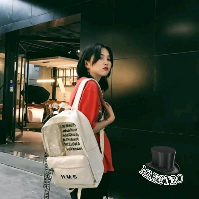 Backpack H M S transparan kombi tas ransel wanita laki tas ransel besar