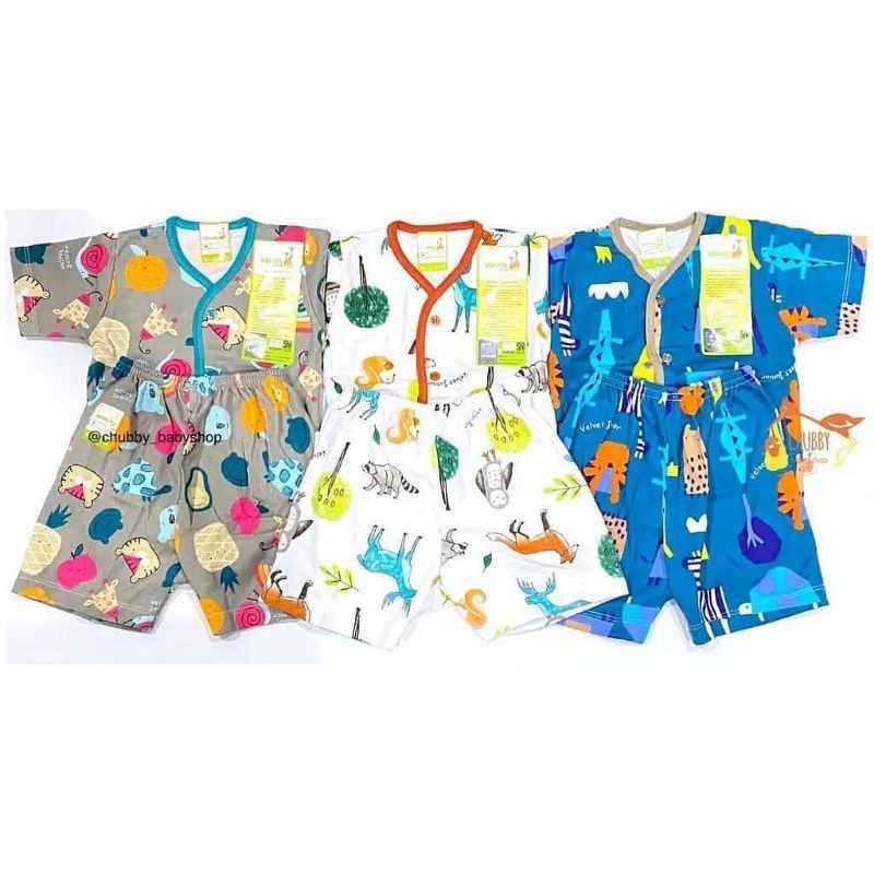 VELVET MADAGASKAR SETELAN BAJU PENDEK Kancing Tengah