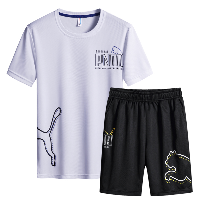 Baju Olah Pria Men's Sport Set Vest Shirt Shorts Set Kaos Round Neck &amp; Celana Pendek Pria TZ20121