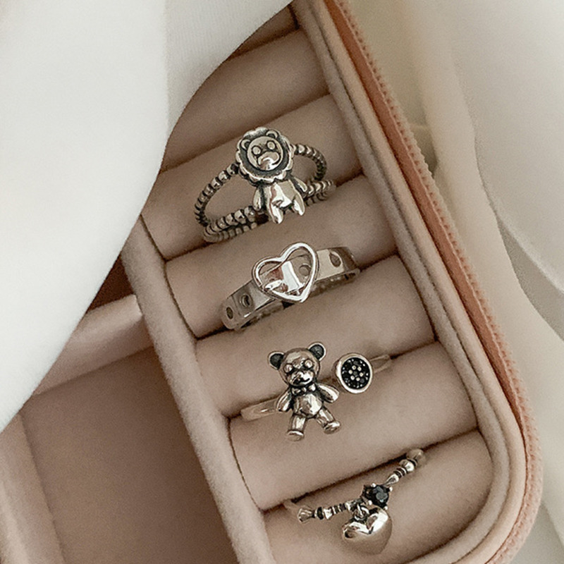 Cincin Gaya Retro Korea Dapat Disesuaikan