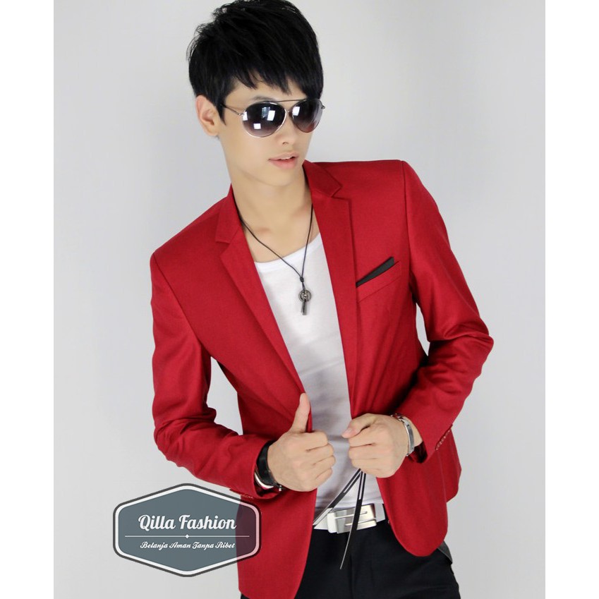 Blazer Pria, Blezer Korea, Blazer Merah, Blazer Formal, Blazer Korean