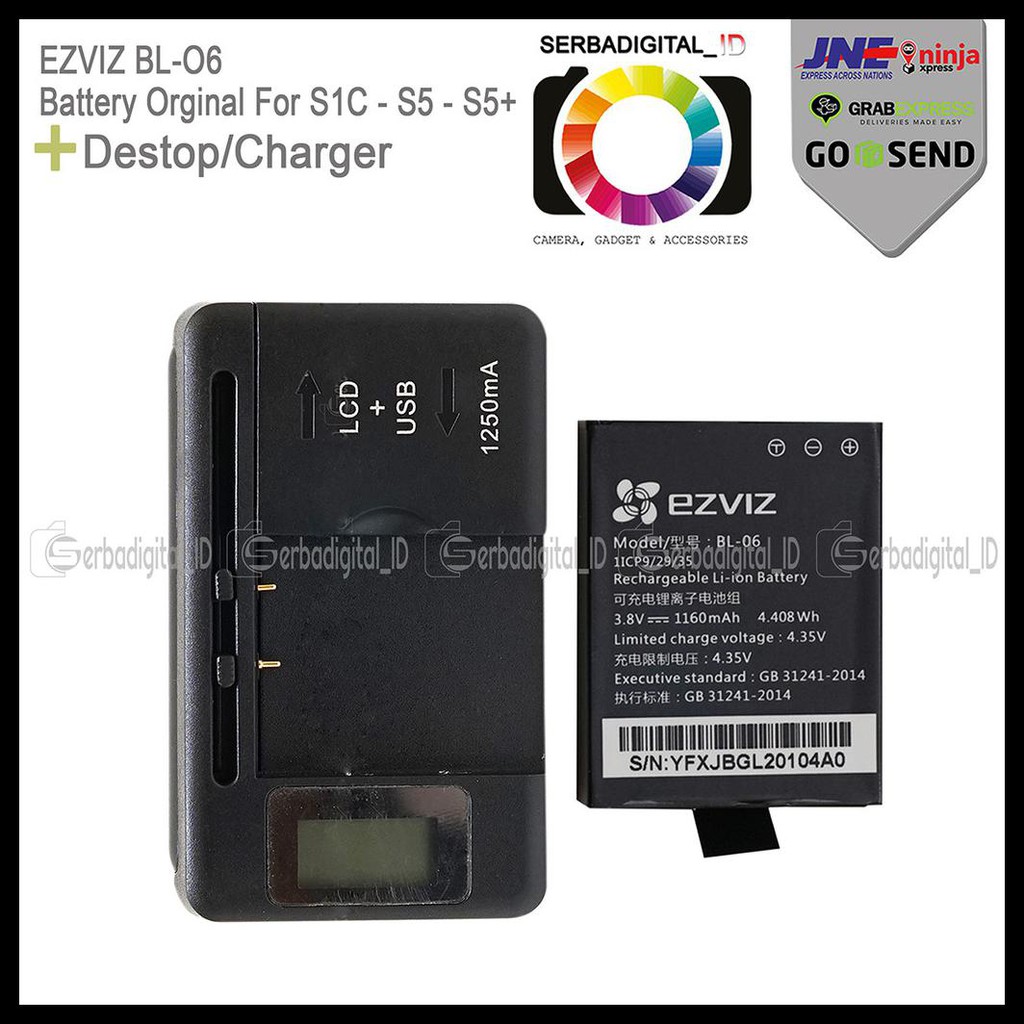 {BISA COD} Action Camera Destop/Charger Battery Orginal For Ezviz S1c,S5,S5+ LIMITED EDITION Kode