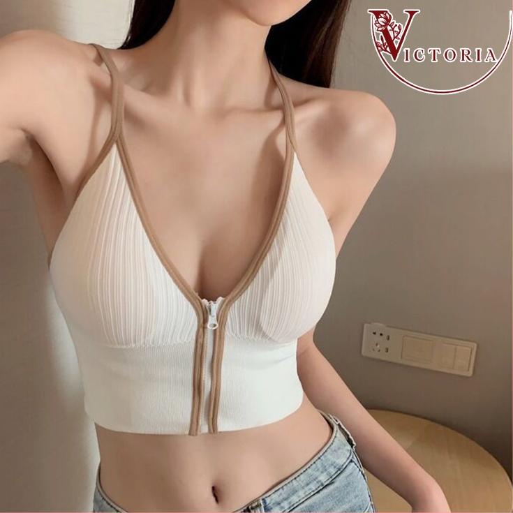 ORDER NOW Victoria Bra Sport Wanita Model Resleting Tank Top Korea 1054