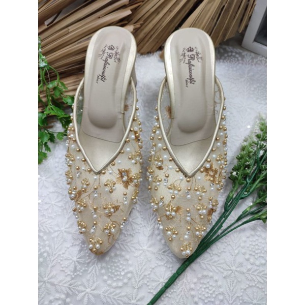 sepatu rafaizoutfit sepatu wanita heels block tahu Marisa gold tinggi 7cm tahu