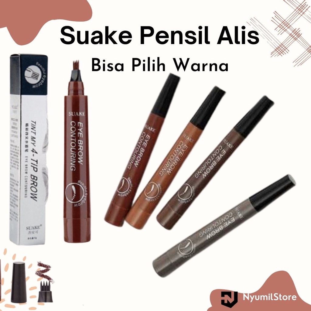 SUAKE  ANTI AIR DAN TAHAN LAMA  PENSIL ALIS TINT MY 4 TIP WATERPROOF EYEBROW  CETAR