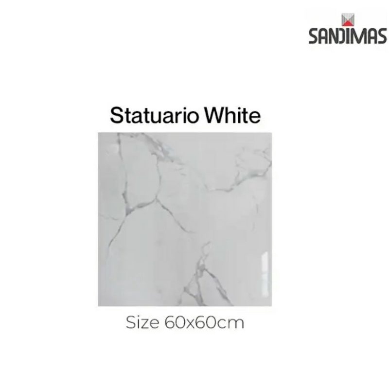 GRANIT SANDIMAS STATUARIO WHITE 60X60,UBIN LANTAI GRANIT/KERAMIK