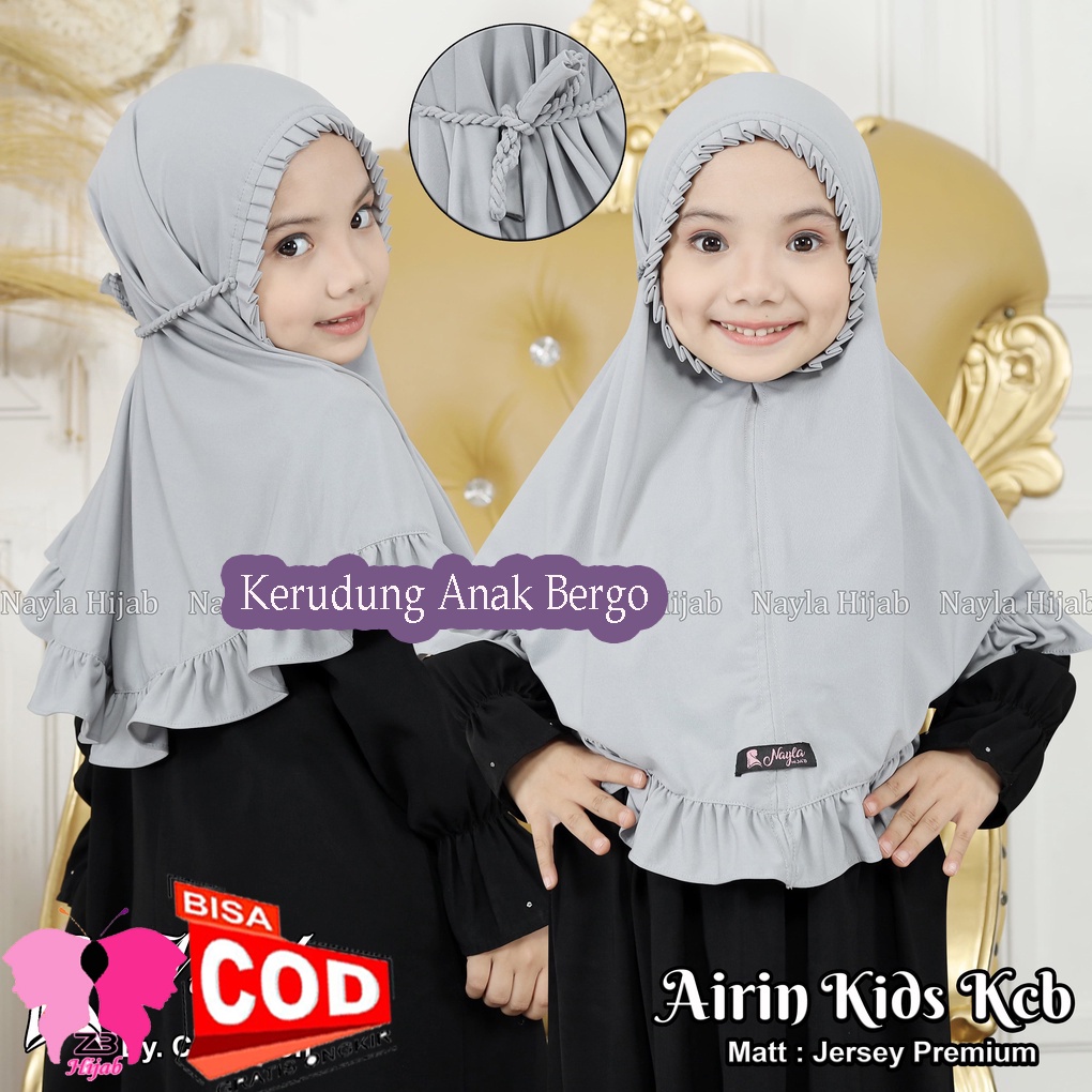 kerudung anak instan airin kids kcb tali kepang jersey airis/ jilbab bergo anak airin kids kcb tali 