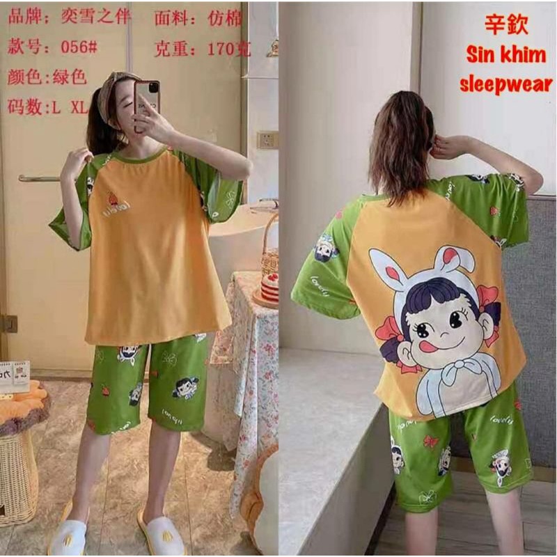 Piyama Setelan CP HP 3/4 Import Milky Peko Bunny