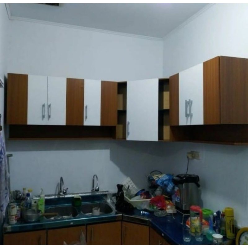 RAK PIRING LEMARI GANTUNG DAPUR KITCHENSET ATAS PINTU POLOS LETER L