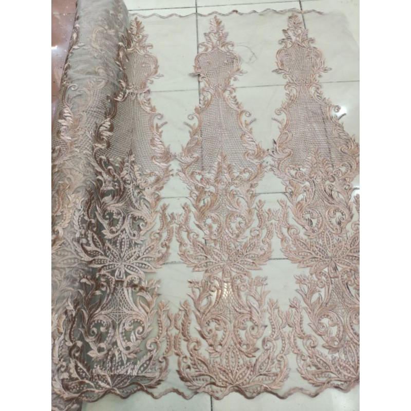 Kain - bahan Tile Elisab Bordir  / cocok untuk dress gaun seragaman gamis dll TERBARU