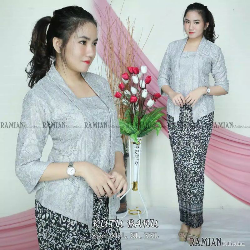 IndahKebaya | SET KEBAYA KUTUBARU BROKAT MIX ROK LILIT / KEBAYA BUSUI / ENCIM FLOY / MODERN WISUDA