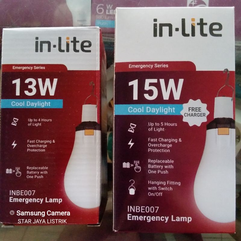 in Lite Lampu Emergency/Lampu Magic 13W~15W (Otomatis Menyala Saat Listrik Padam) Baterai Dapat Dilepas